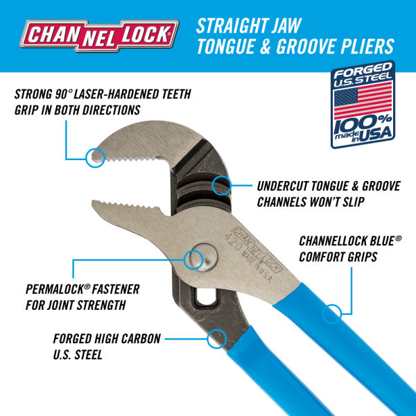 Channellock Straight Jaw Tongue & Groove Pliers