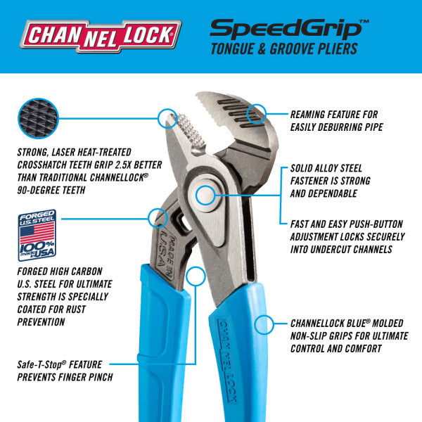 Channellock SpeedGrip Straight Tongue & Groove Pliers