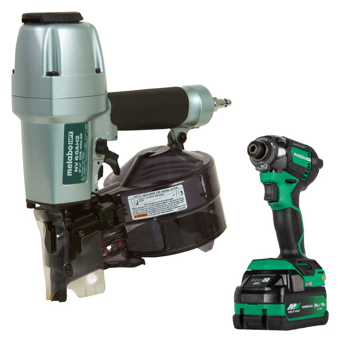 Metabo Pro Bundle 2-1/2 Inch Coil Siding Nailer with BONUS Impact Driver Kit