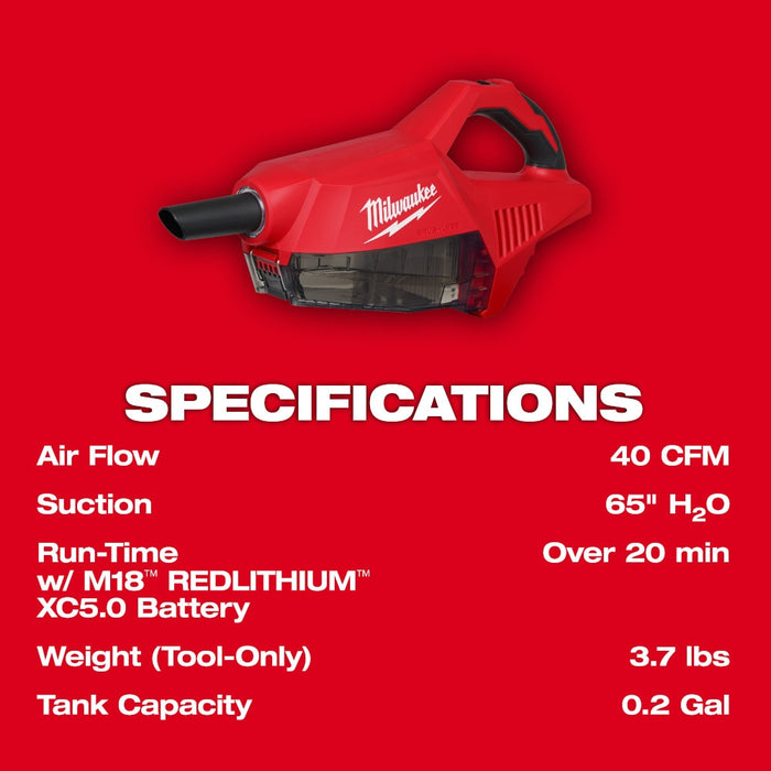 Milwaukee M18 18V Brushless Handheld Vacuum - Tool Only