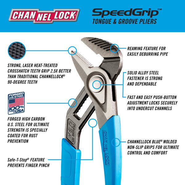 Channellock SpeedGrip Straight Tongue & Groove Pliers