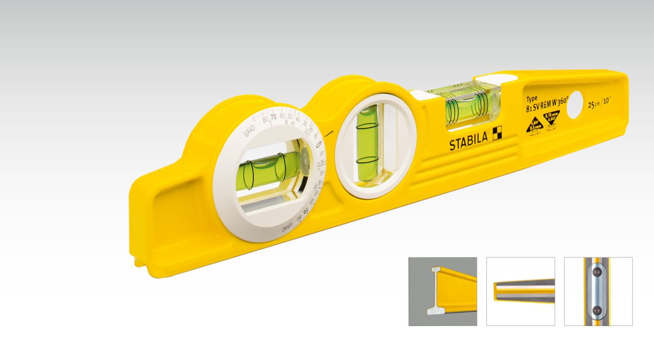 Stabila 81SMW360 10" Die Cast Torpedo Level w/ Protractor Vial