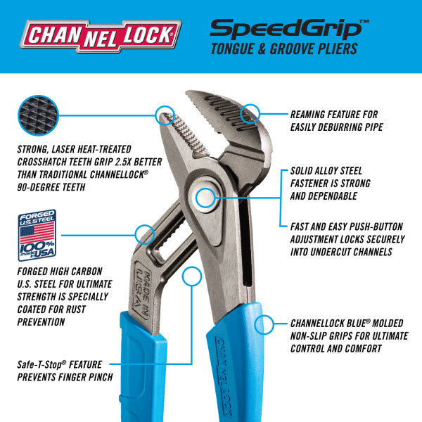 Channellock SpeedGrip Straight Tongue & Groove Pliers