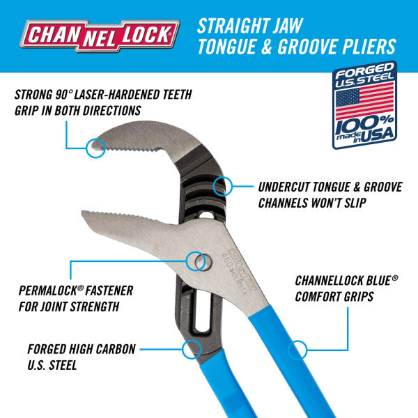 Channellock Straight Jaw Tongue & Groove Pliers