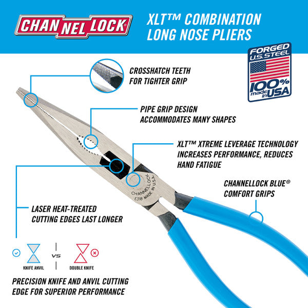 Channellock XLT Combination Long Nose Pliers With Cutter